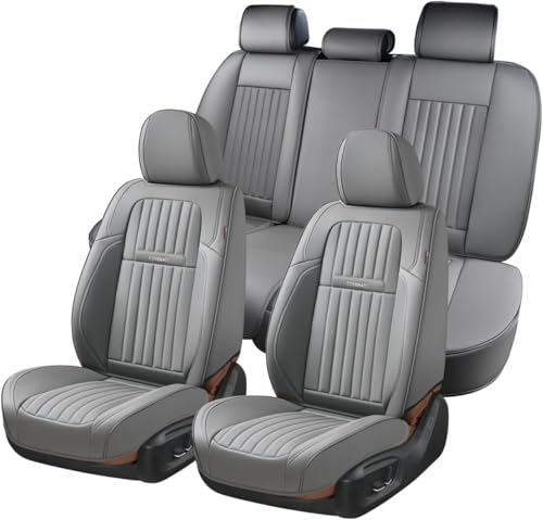 Image of Coverado Car Seat Covers Full Set, Gray Car Seat Cover, Seat Covers for Cars, Waterproof Car Seat Protector, 5 Pieces Nappa Car Seat Cushion, Car Seat Covers Front Seats and Back Fit for Most Cars
