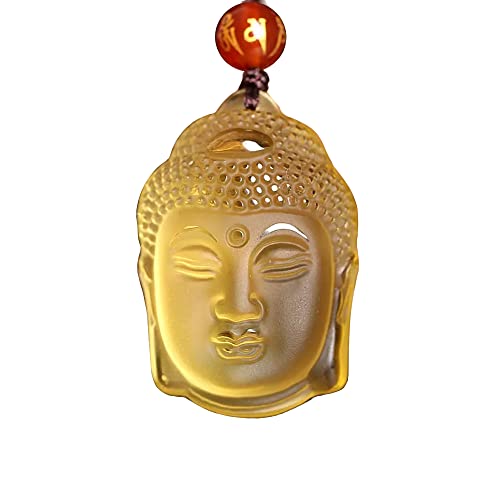 Amulette Bouddha en citrine jaune naturelle | Cadeau spirituel mixte de 65 cm