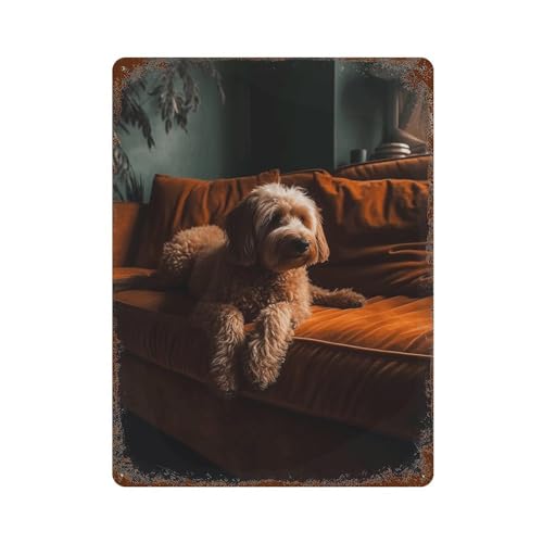 Plaque en étain vintage motif chien pour une ambiance rétro de bureau