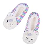 maootr Kid Girl Christmas Slipper Socks Unicorn Fuzzy Soft Sole Non-Slip socks Ballerina Bling...