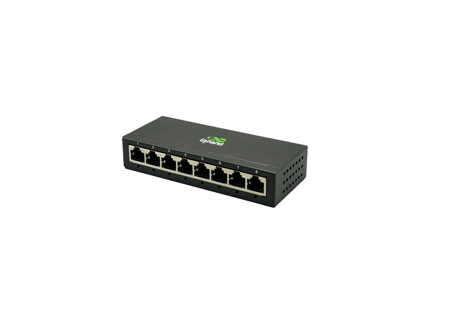 InHand Networks 8 Port Gigabit Switch, Unmanaged Netzwerk Switch, 8 x 10/100/1000 MBit/s RJ45 Ports, Metallgehäuse, Lüfterlos (Fanless), Plug & Play, mit EU Power Plug für Home Office & Gewerbe
