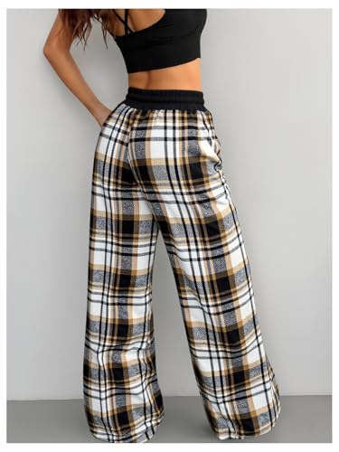 Image of SOLY HUX Women's Plaid Checkered Pants Flannel Pajama Pants with Pockets