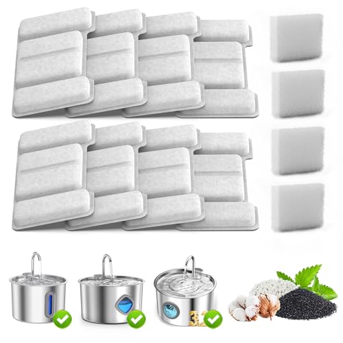 Cat Water Fountain Filter for 108oz/3.2L Stainless Steel Automatic Cat Fountains,Pet Water Dispenser Filter Replacement,Contains 8 Filters and 4 sponges - image 8