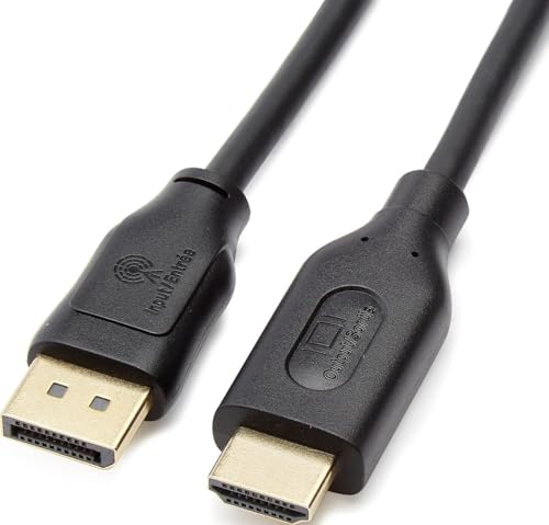 AmazonBasics DisplayPort (Quelle) auf HDMI (Display)-Kabel, unidirektional, 4K bei 30 Hz, 1920 x 1200, 1080 P, vergoldete Stecker, 1.83 m, Schwarz