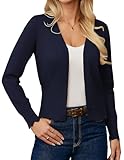 GRACE KARIN Women Navy Lightweight Cardigans Sweaters, Button Up Long Sleeve Shrug, Wool Crop Dressy Tops 2025 M