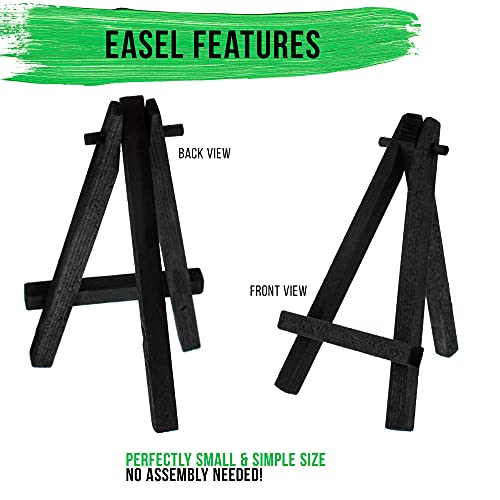 U.s. Art Supply 3" X 4" Stretched Canvas With 5" Mini Black Wood Display Easel Kit (Pack Of 12), Artist Tripod Tabletop Holder Stand - Painting Party, Kids Crafts, Oil Acrylic Paints, Signs, Photos #TOP2