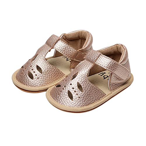 Baby Infant Boy Girl Sandals Shoes First Walking Shoes Soft Anti-Slip Rubber Sole Sneakers Fashion (Gold, 7 Toddler)