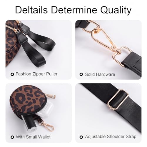 Image of Bum Bags for Women Checkered Crossbody Bag Large Nylon Belt Purse Fanny Packs, Bonus with a Extra Strap