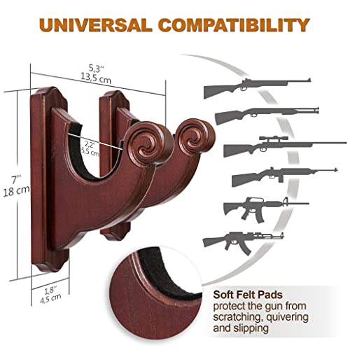 Teslyar Gun Rack Wall Mount Hold Up Displays Horizontal Gun Rack And Shotgun Hooks Store Rifle Shotgun Bow Real Hardwood Hanger (Snail Shaped) #TOP1
