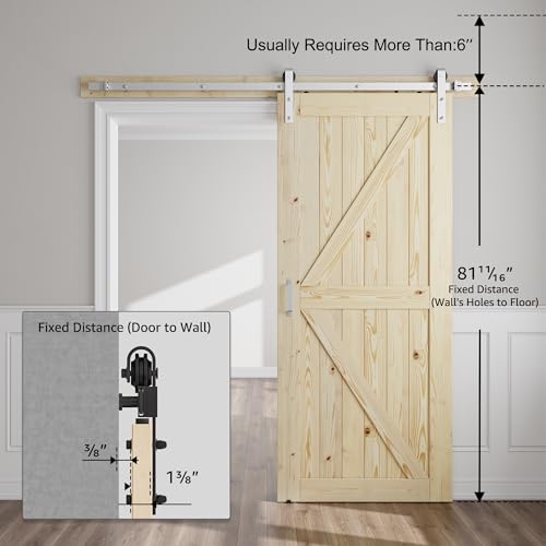 Image of SMARTSTANDARD 36in x 80in Sliding Barn Door with Brushed Nickel Hardware