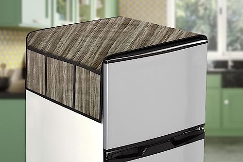 Image of Stylista Refridgerator top Cover Suitable for Samsung RT28C3452CU /HL, 236 Liter Fridge, Dimension (WXD) 65x111 CM, Wooden Pattern Coffee
