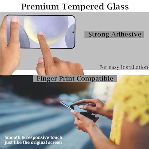 Image of Tempered Glass Screen Protector Guard Compatible For Samsung Galaxy S24 5G (Black) Edge To Edge Coverage With Easy Installation Kit