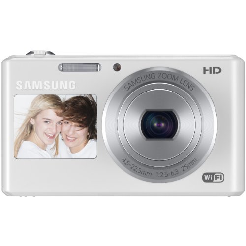 Samsung DV150F 16.2MP Smart WiFi Digital Camera with 5x Optical Zoom and 2.7' main and 1.48' front Dual LCD Screens (White)