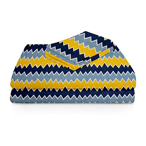 Image of HOMEKART (110 TC & 110 GSM 100% Cotton Feel Bedsheet for Single Bed with One King Size Pillow Covers Soft /Breathable Wrinkel Free -60x90 Inches - (Yellow & Blu)