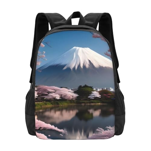 PHAYAH Mochila casual para laptop Mt. Fuji no início da primavera para homens e mulheres para meninos e meninas, mochila leve
