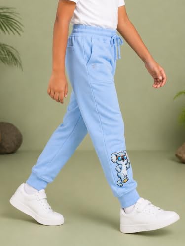 Image of KiddoPanti Boys Solid Fleece Track Pants | Cotton Poly Fleece Fabric | Ankle Length Bottom Rib | 2 Front Patch Pocket | Elastic Waist & Drawcord | Jogger Track Pants for Boys