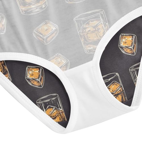 ZZKKO Whiskey Glass with Ice Cube Girls Underwear Toddler Panties for Girls Comfort Brief Size 2T-8Y4