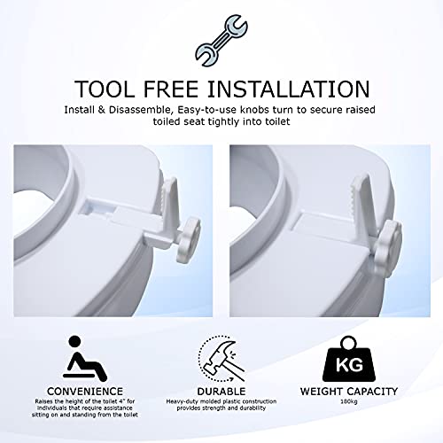 Image of Commode Raiser 4 Inch For Oval Shaped | Comfortable, Lightweight Portable Commode Seat Raiser | Commode Elevator For Handicap, Knee Patients, Old Senior Citizen (4 Inches Without Lid)