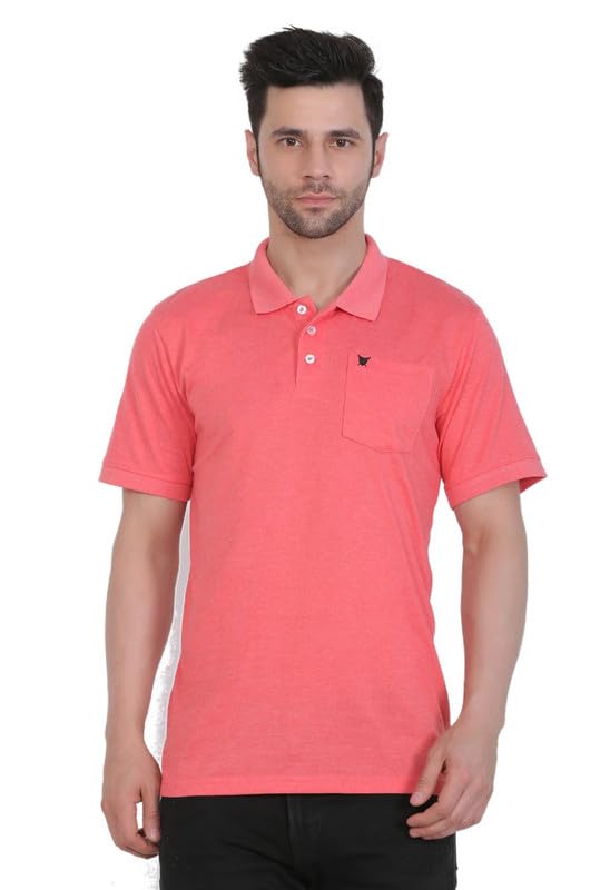 Men's Poly Viscose Polo Plain Tshirt (Red Melange, Size: XL)-PID43038-image-44