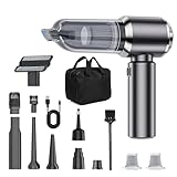 DiliDala Handstaubsauger Akku, Upgrade-Schnellladung, 25000PA Auto Staubsauger, 3-Gang Akku Staubsauger mit Bürstenloser Motor per Tierhaare, Sofa Reinigung, Silber