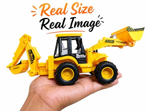 Image of 2-in-1 Construction JCB Truck with Front Loader Bucket & 180 Rotating Excavator Arm | Heavy Duty Durable Plastic Digger Toy | Realistic Engineering Vehicle for Boys & Girls (JCB Toy)
