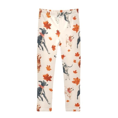 Maple Leaf Dog Girls Leggings Soft Stretch Workout Yoga Dance Pants for Kids Casual Tights
