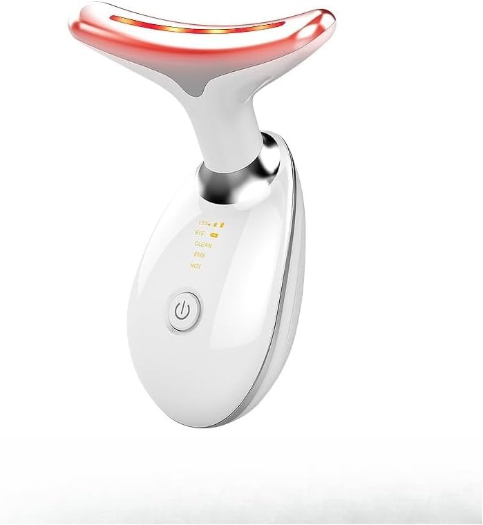 Luna EMS Red Light Therapy Face Neck Lift Wrinkle Remover Tighten Massager 2.0 Upgraded Version, Seven Kinds of Lights, 7 in 1 LED Facial Contouring Device White