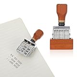 Hadnves Roller Date Stamp Vintage Retro Small Date Stamper Adjustable Inking Day Month Year Stampers Scrapbooking Journaling Supplies with Wooden Handle Base for Art DIY Card Craft Making Planner