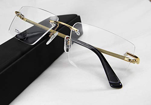 Image of Circleperson Rimless Pure Titanium Eyeglasses frames Square Light Weight