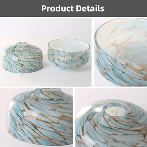 Image of 7 Inch Blue Lampshade Replacement Glass Cover, Lighting Fixtures Replacement Lamp Shade, with 1-5 /8 inch Fitter, Handblown Art Glass Lamp Cover for Mini Ceiling Light Pendant Light, 1 Pack