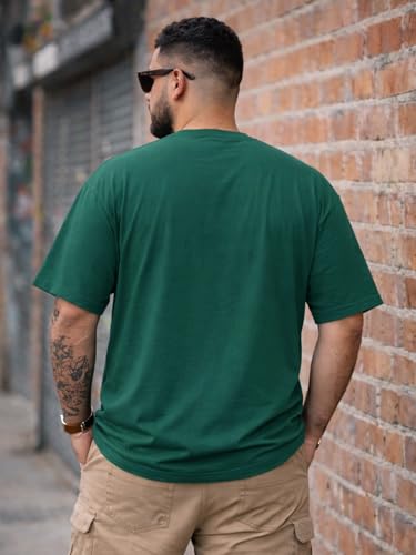 Image of Veirdo 100% Pure Cotton Oversized Fit Drop Shoulder Aesthetic Front Chest Typo Graphic Printed T-Shirt for Men (Sizes : 2XL to 5XL)