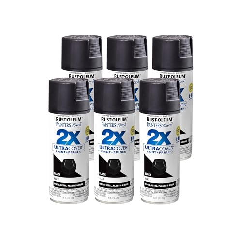 Rust-Oleum 334020-6PK Painters Touch 2X Ultra Cover Spray Paint 12 oz Flat Black 6 Pack