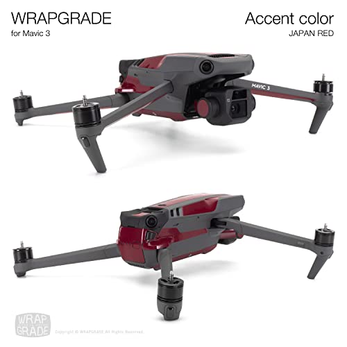 Image of WRAPGRADE Partial Skin Stickers for DJI Mavic 3 / Mavic 3 Classic Accent Color (JAPAN RED)