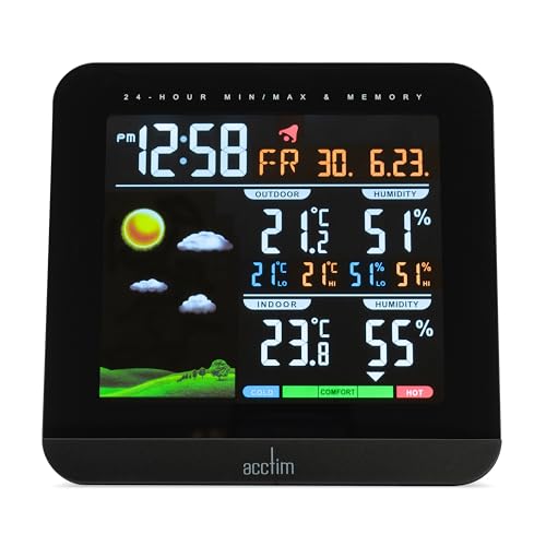 Acctim Wyndham 6 in 1 Barometric Weather Station with Outdoor Sensor Temperature Humidity VA Display Black Image of Acctim Wyndham 6 in 1 Barometric Weather Station with Outdoor Sensor Temperature Humidity VA Display Black