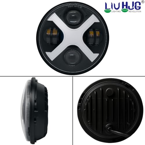 Image of LIU HJG Super Bright LED Headlight 7 Inch DRL Waterproof & Dustproof 67W 12V DC Power High /Low Beam Yellow /White DRL Light Universal fit for Thar, Jeep, Classic 350 & Others (Pack of 1)