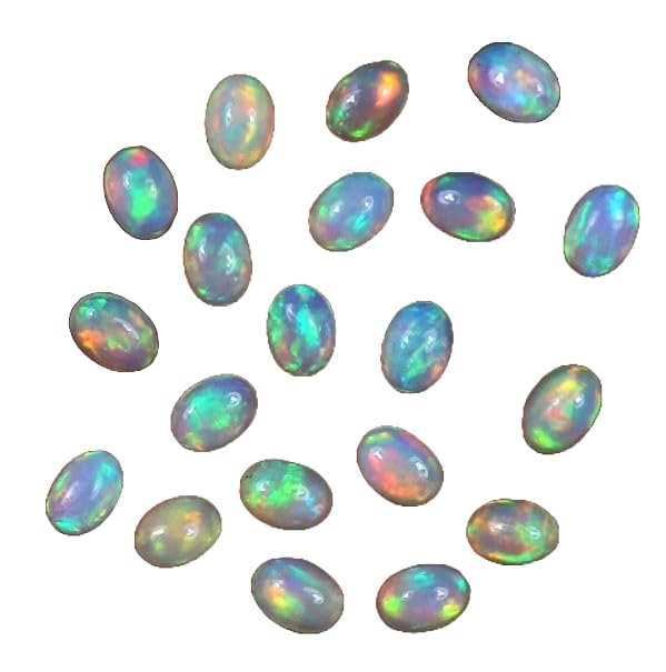 Opale éthiopienne pour la fabrication de bijoux, lot 20 cabochons ovales 5x7mm