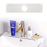 Horktrust Wasserhahn Matte aus Diatomit - Kieselgur Abtropfmatte für Spülbecken - Schnelltrocknend & Saugstark - Waschbecken Organizer für Küche & Bad, Weiß, 40x10 cm