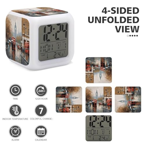Reloj despertador LED personalizado con 7 colores como regalo ideal para personas y dormitorios 4