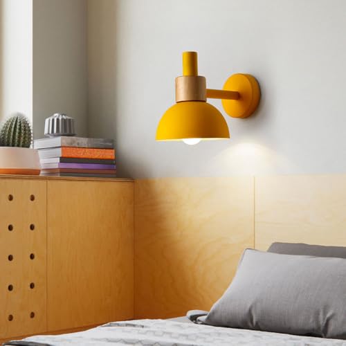 Aplique de pared E26 de madera nórdica para iluminación de dormitorio 4
