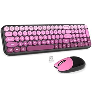 MOFII Combo de teclado y mouse inalámbricos, teclado pequeño compacto con impresión grande, teclado retro de máquina de escribir de 2.4 GHz, mouse silencioso para PC, laptop, escritorio, ventanas