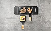 Bestron Raclette für 1 bis 2 Personen, Mini Tischgrill mit zwei Pfännchen, zwei Holzschabern & zwei Untersetzern, 350 Watt, Farbe: Schwarz – Ansicht 3