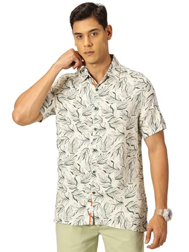 Image of Thomas Scott Men's | Printed | Half Sleeve | Regular Fit | Cotton Rayon | Spread Collar | Casual Shirt