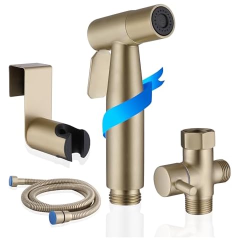 BLNSPRAYER Bidet Sprayer for Toilet, Handheld Bidet Sprayer Kit, Easy-to-Install Toilet Bidet Sprayer Set, Hand Held Stainless Steel Bidet with Adjustable Flow, Cloth Diaper Sprayer-Brushed Gold Cover