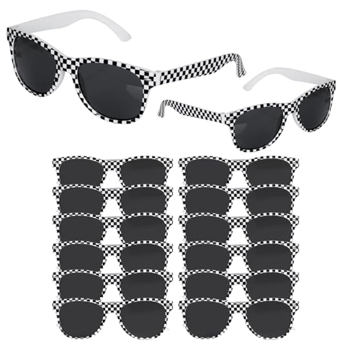 Hmxpls 16Pcs Checkered Sunglasses, Race Car Sunglasses Party Favors, Summer