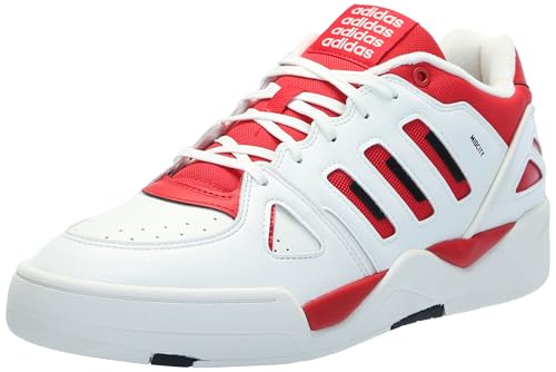 adidas Midcity Low Top Basketball, Zapatillas Hombre, Bianca Collegiate Rojo Negro Teclado, 43 1/3 EU
