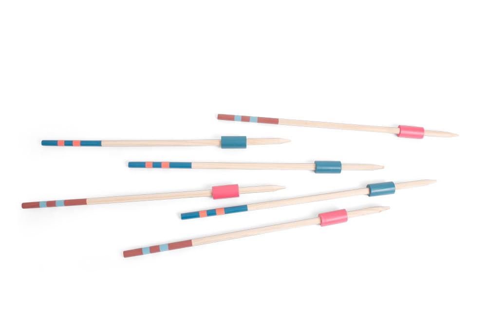 Javelin Throw – Jeu d'extérieur avec 6 javelots en Bois (60 cm) + Marqueurs Départ et Arrivée – Jeu Actif pour Enfants et familles – Développe la motricité Globale et la Force Musculaire
