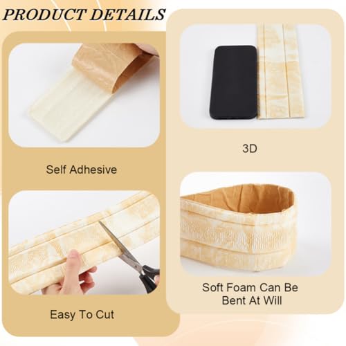 Image of GORGECRAFT 90.55x3.11 Inch 3D Wall Edging Self Adhesive Foam Molding Peel Stick Wallpaper Border Trim Flexible Decorative Lines Trim for Countertops Mirror Wall Ceiling DIY Decor (Navajo White)