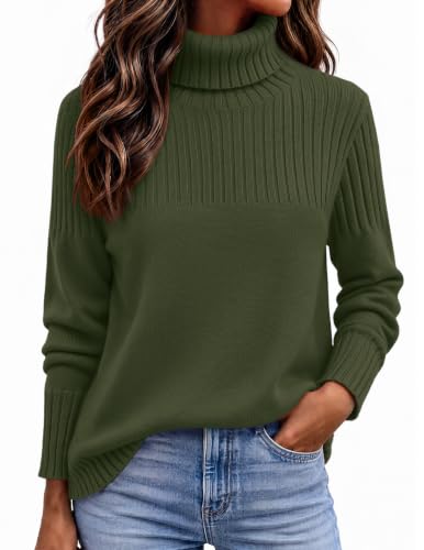 Zeagoo Green Turtleneck Sweater 2026 Fall Winter Knitted Outfits for Women - image 1