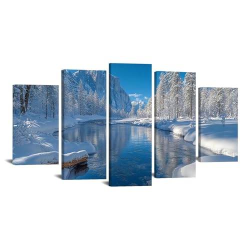 Sublimer un grand mur de salon avec le tableau JOSUE paysage montagne bleu