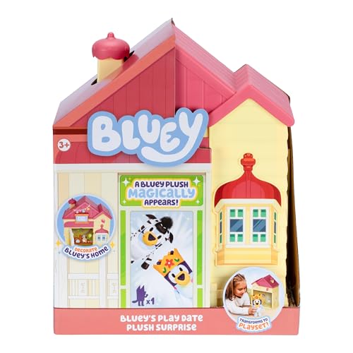 Bluey’s Play Date Plush Surprise Toddler House Playset, Durable Toy House with Exclusive Cuddly Stuffed Toy, Immersive House Toys for Kids of Ages 3+